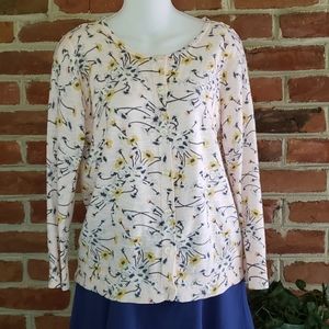 NWT Loft Pink Floral Button Up Cardigan Sweater M